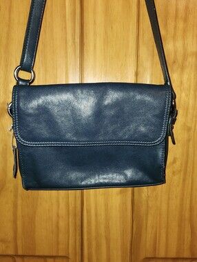 Classic Navy Blue Leather Crossbody Bag